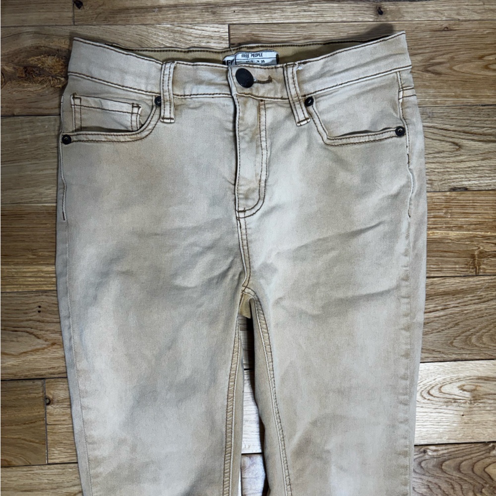 Free People Tan Straight Leg Jeans Women’s [Size 25] Boho Neutral Denim - Picture 3 of 5
